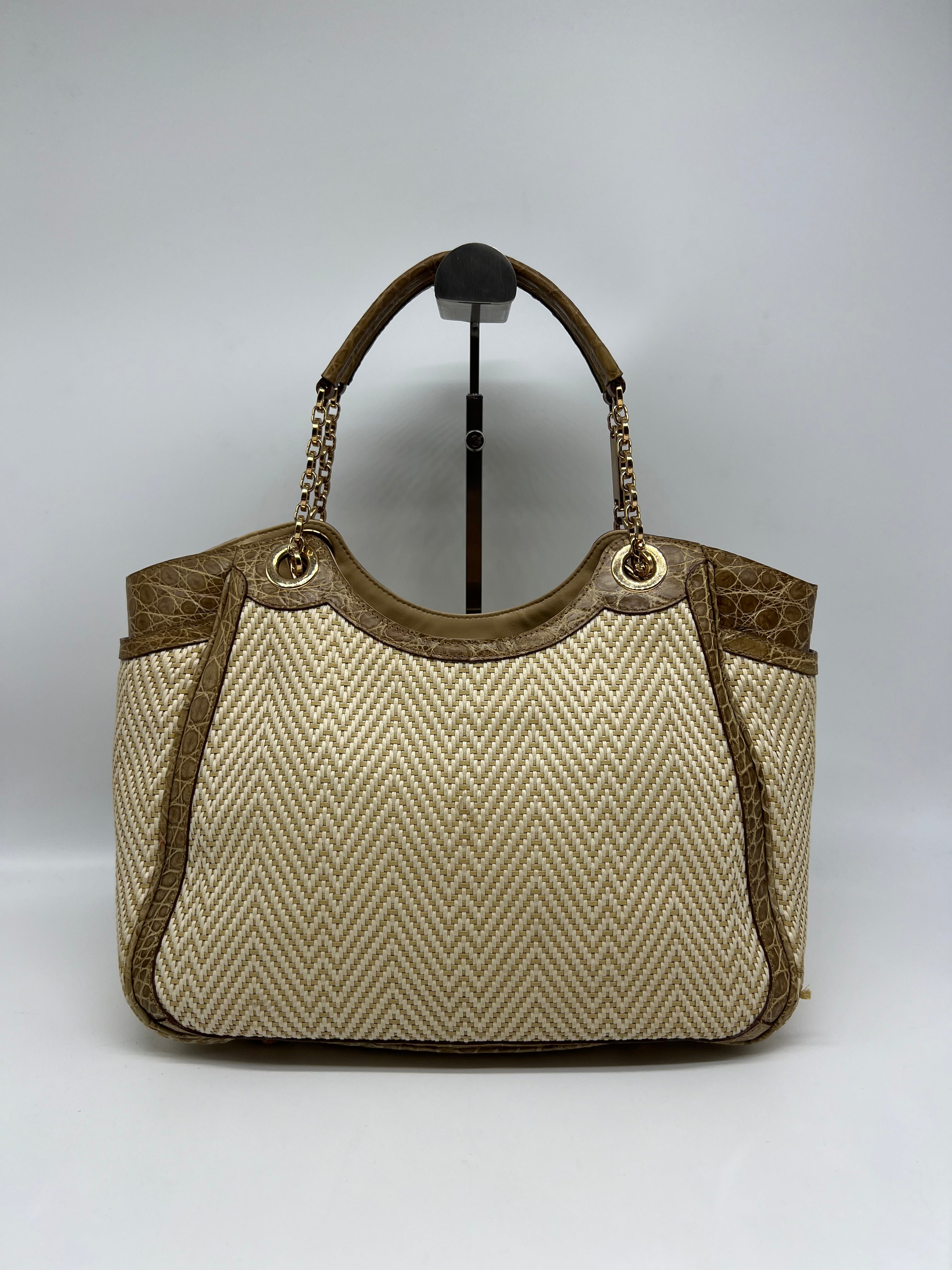 Ferragamo Tote Rafia e Coccodrillo