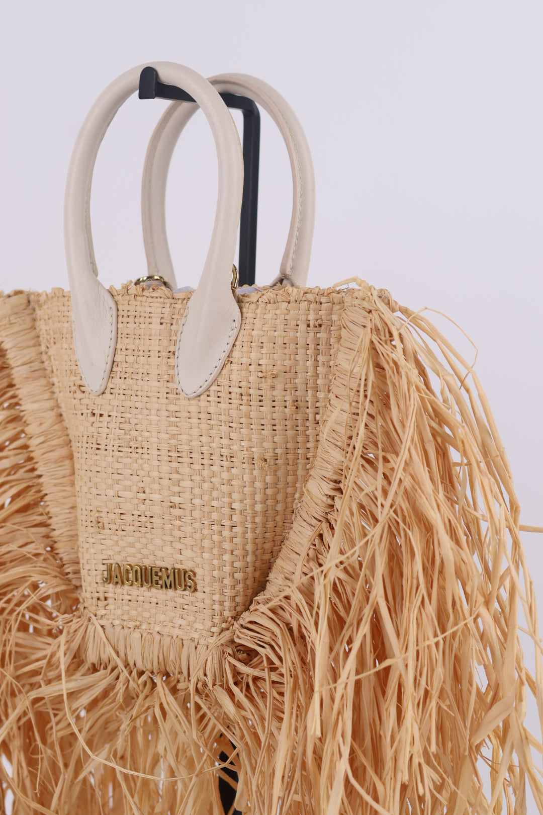 Jacquemus Le Baci Petit Rafia Beige Bianco