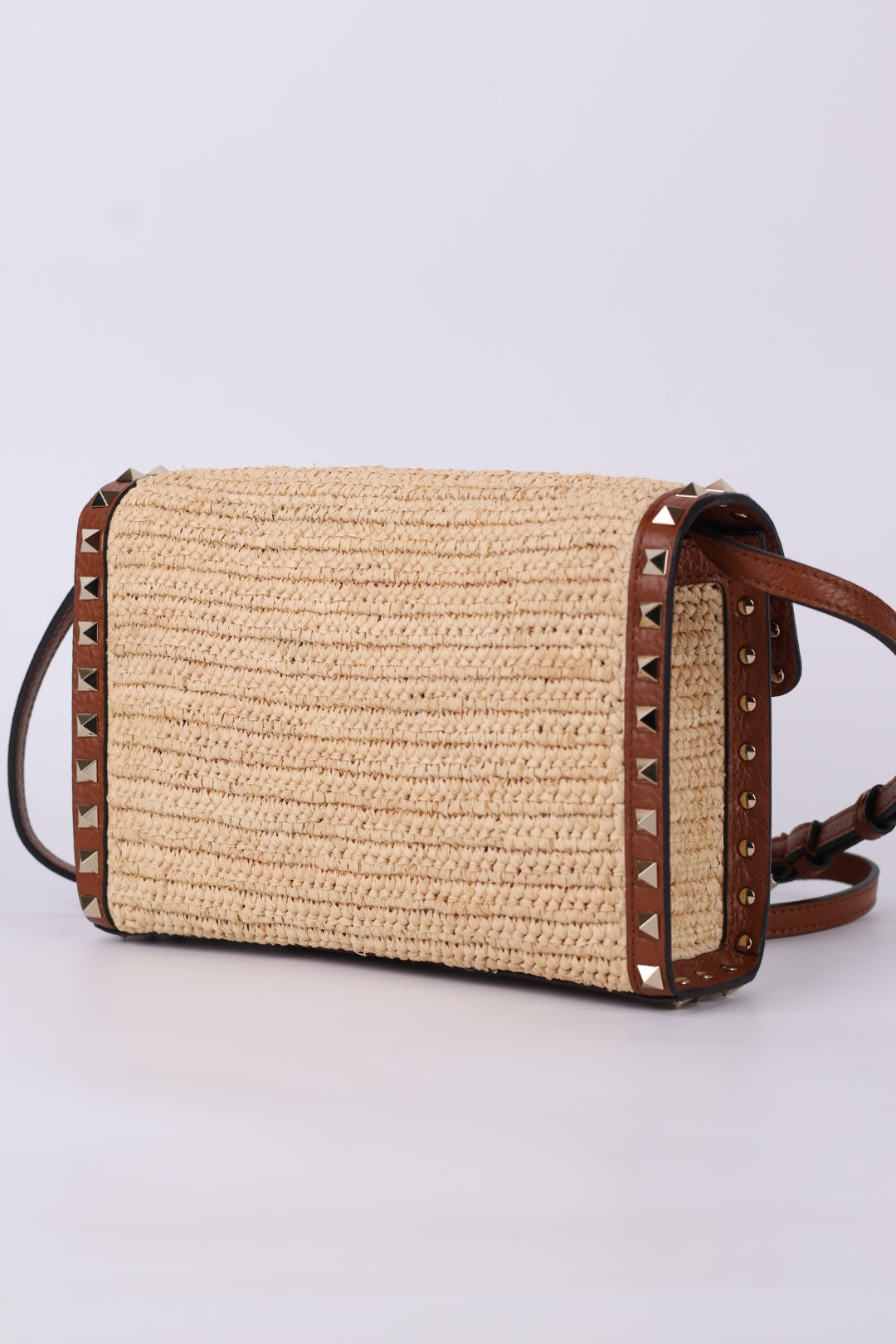 Valentino Rockstud Piccola a Tracolla Rafia