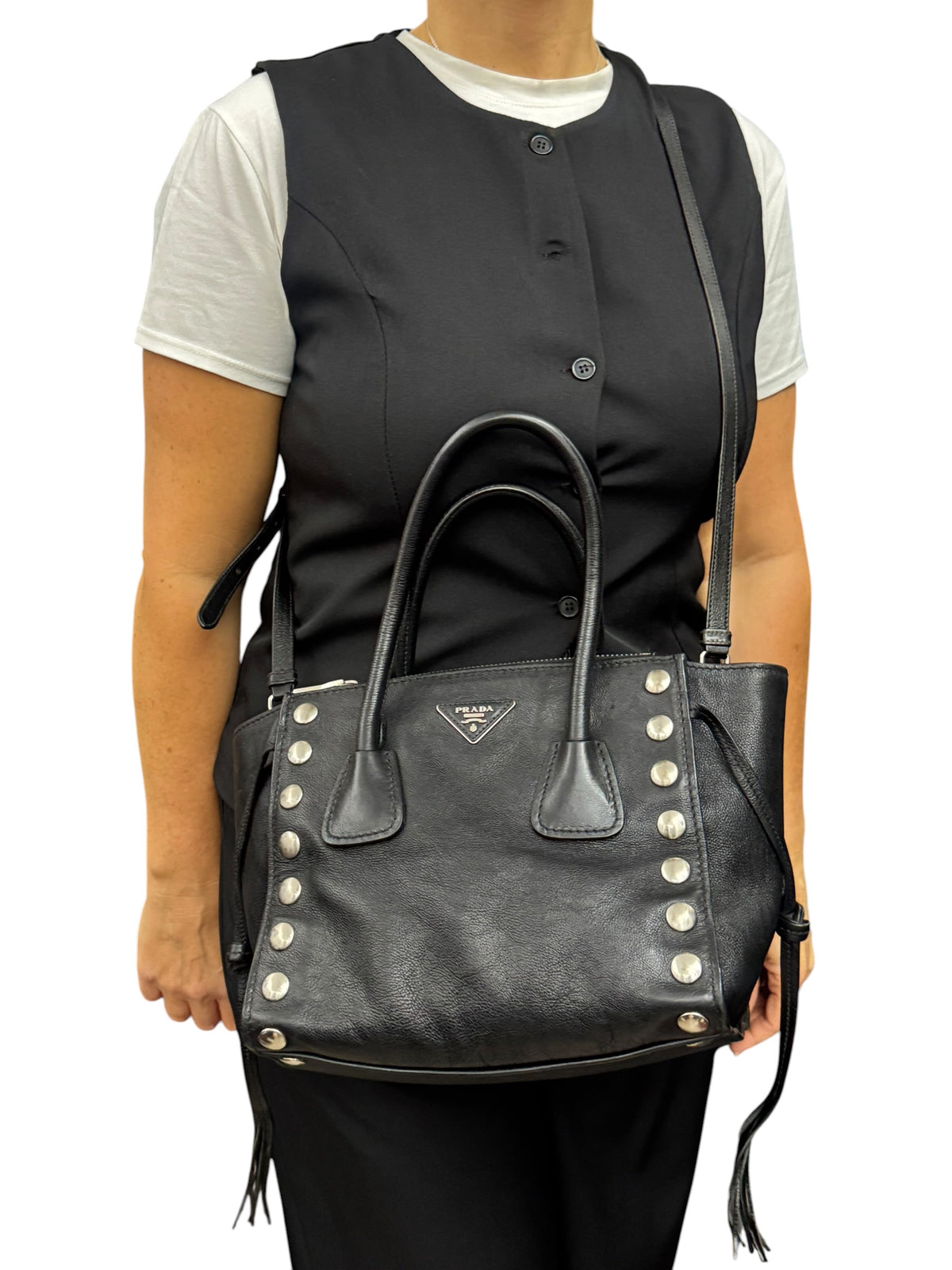 Prada Tote in Pelle Borchie