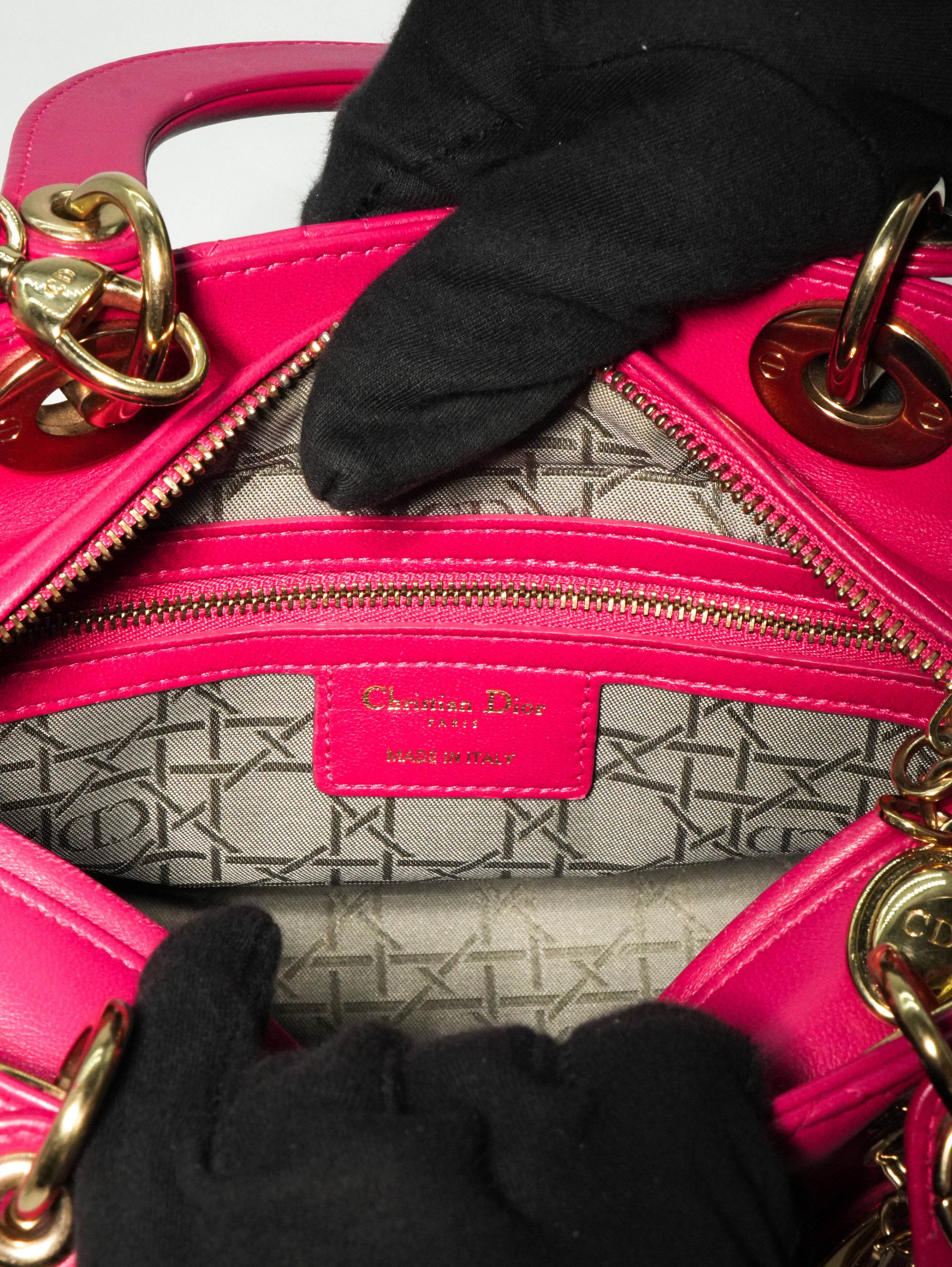 Lady Dior Media in Pelle