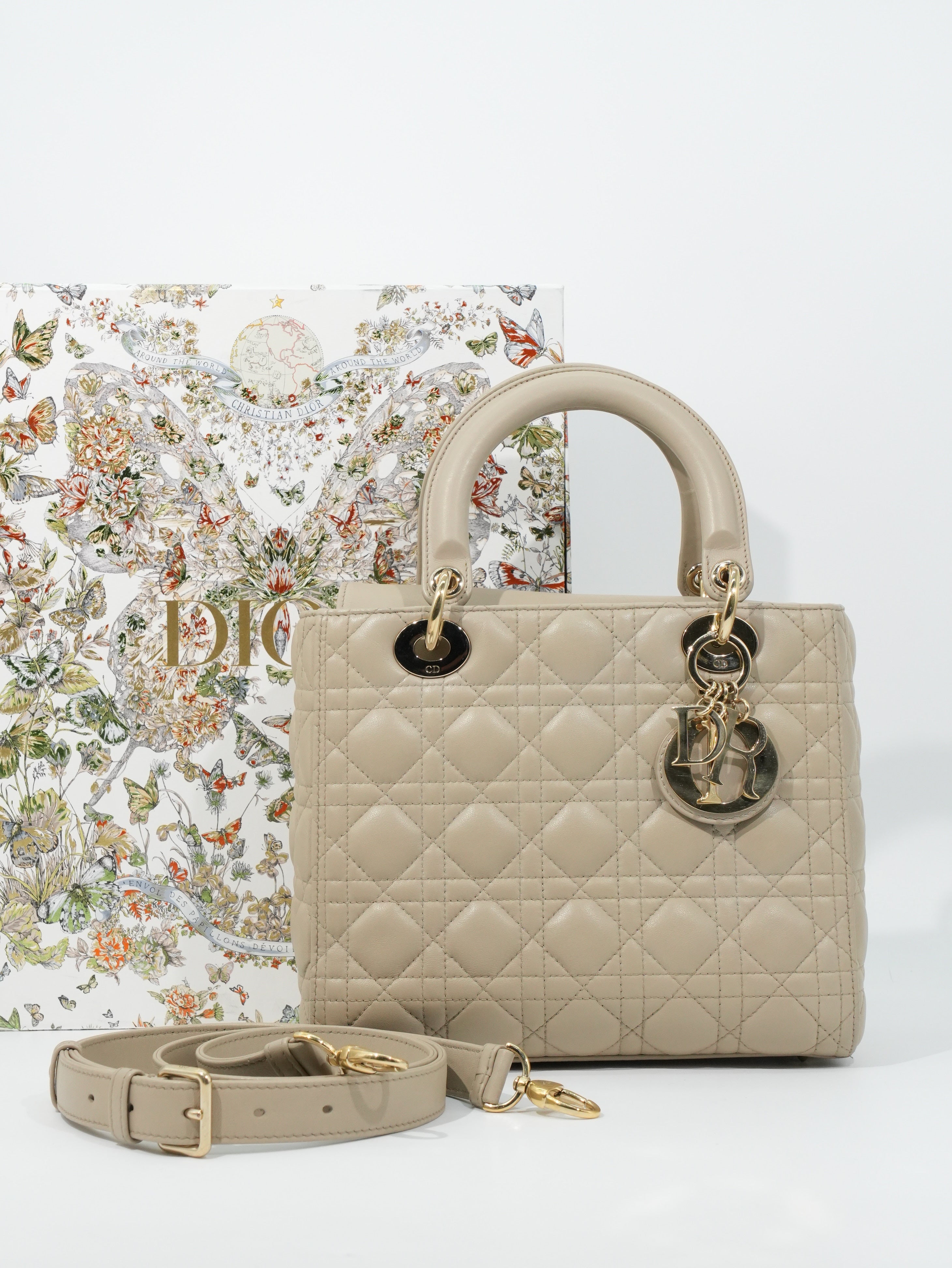 Lady Dior Media in Pelle