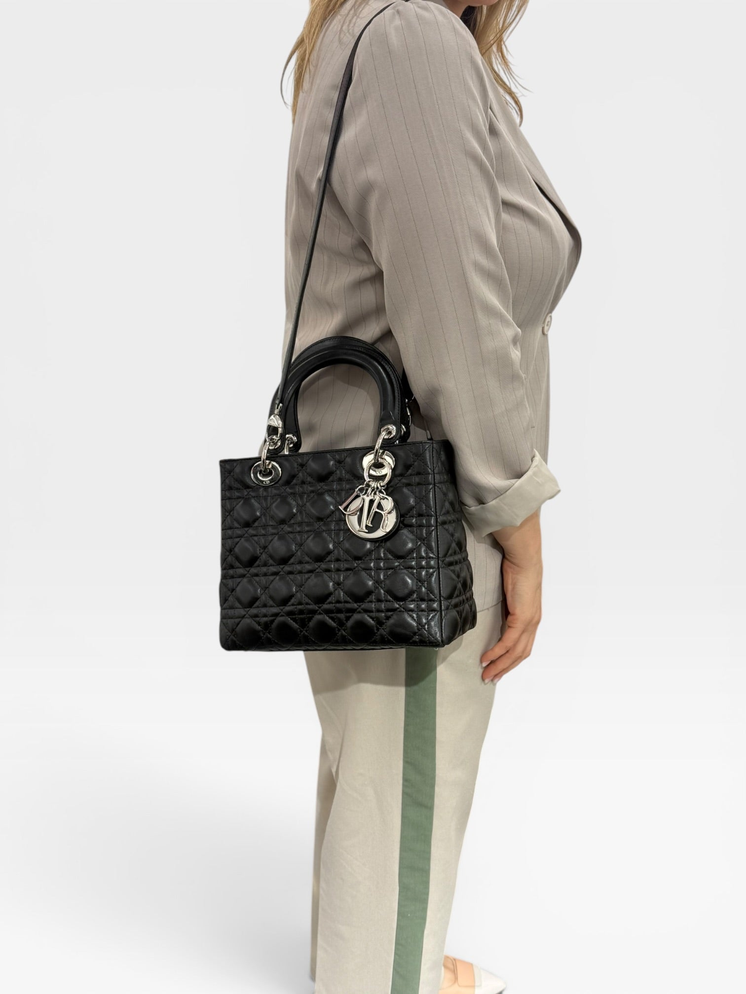 Lady Dior Media in Pelle