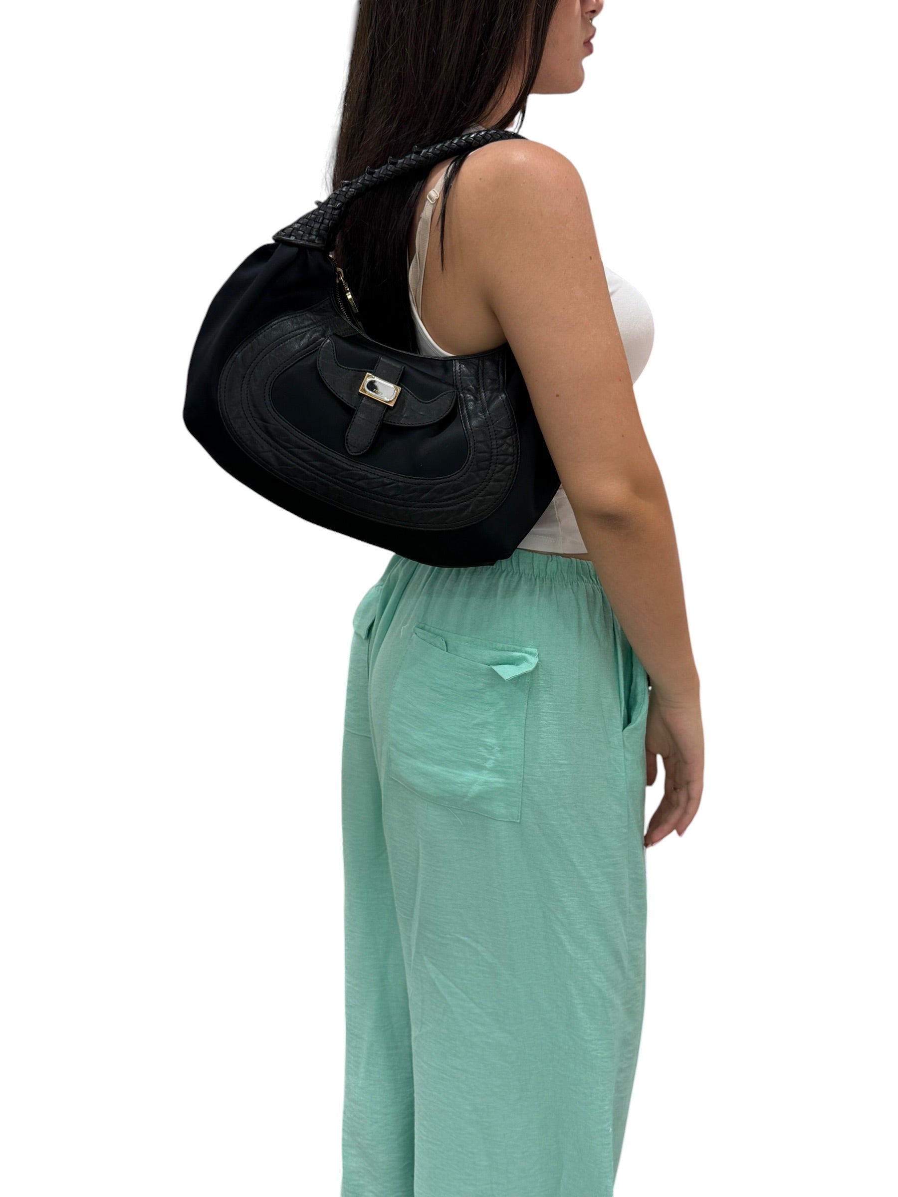 Fendi Hobo Nylon & Pelle