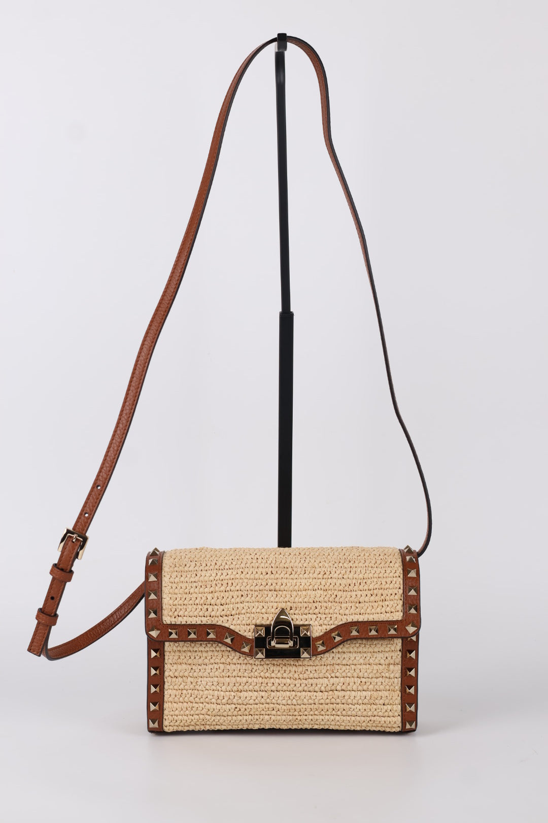 Valentino Rockstud Piccola a Tracolla Rafia