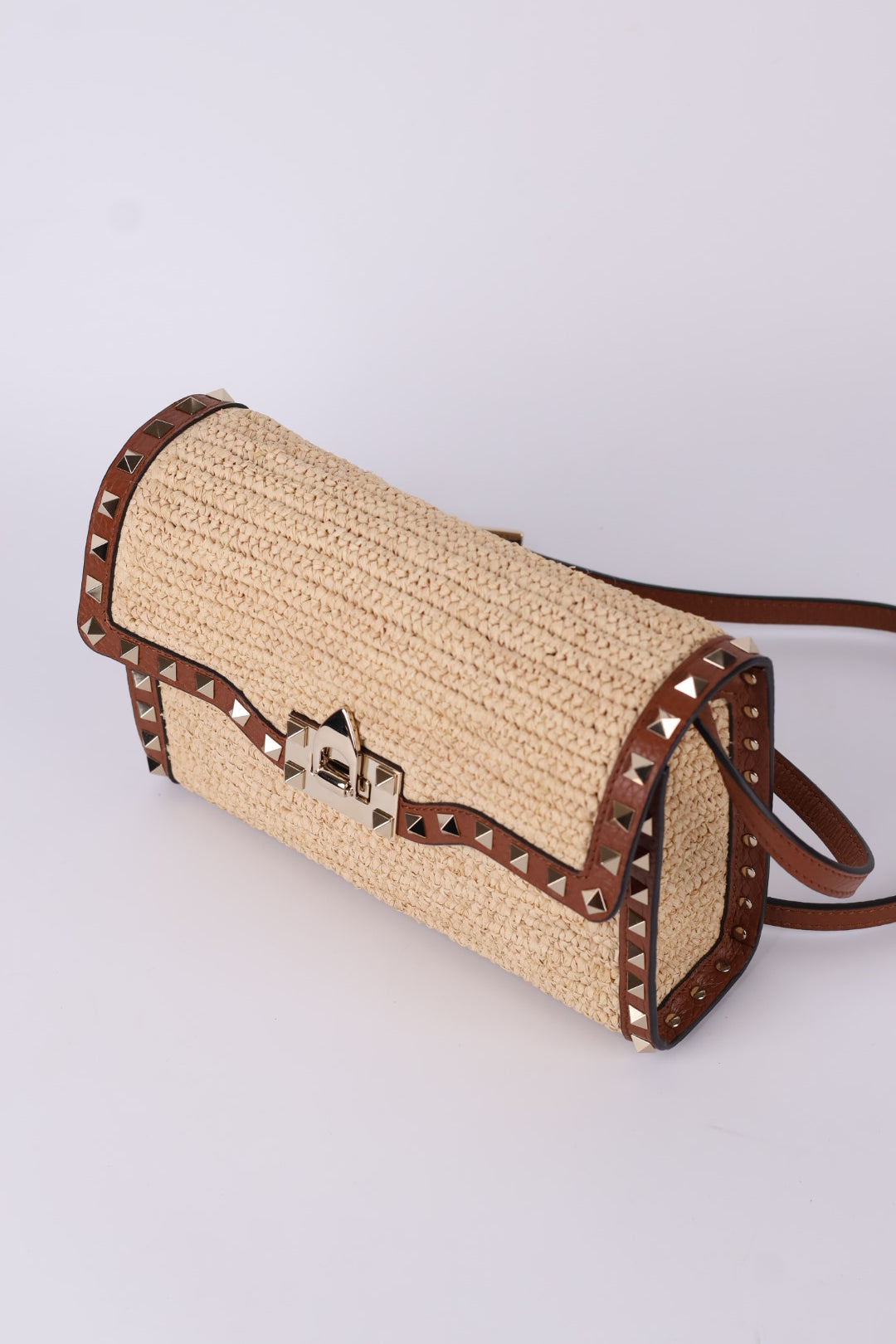 Valentino Rockstud Piccola a Tracolla Rafia