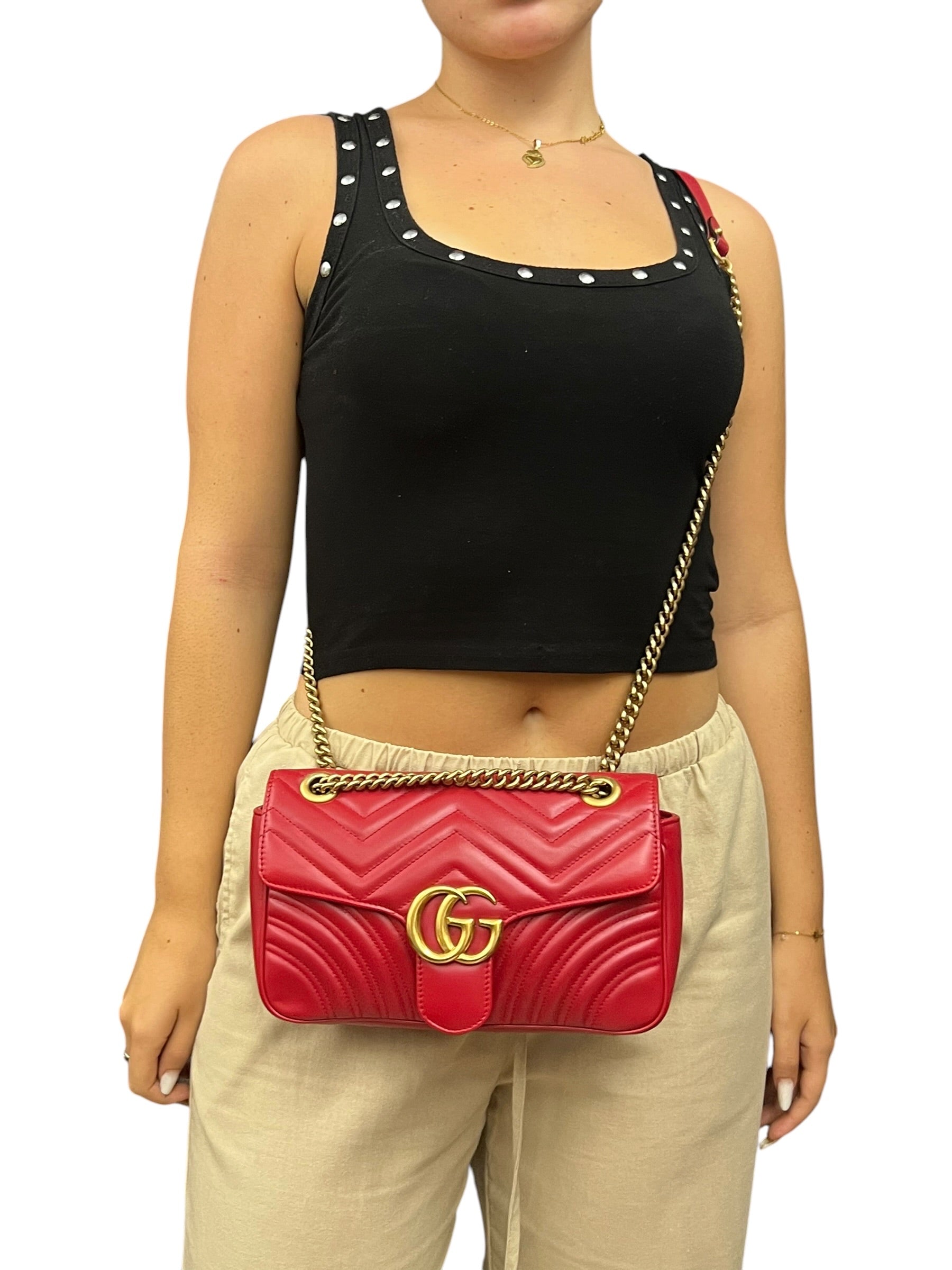 Gucci GG Marmont Media in Pelle Matelassé