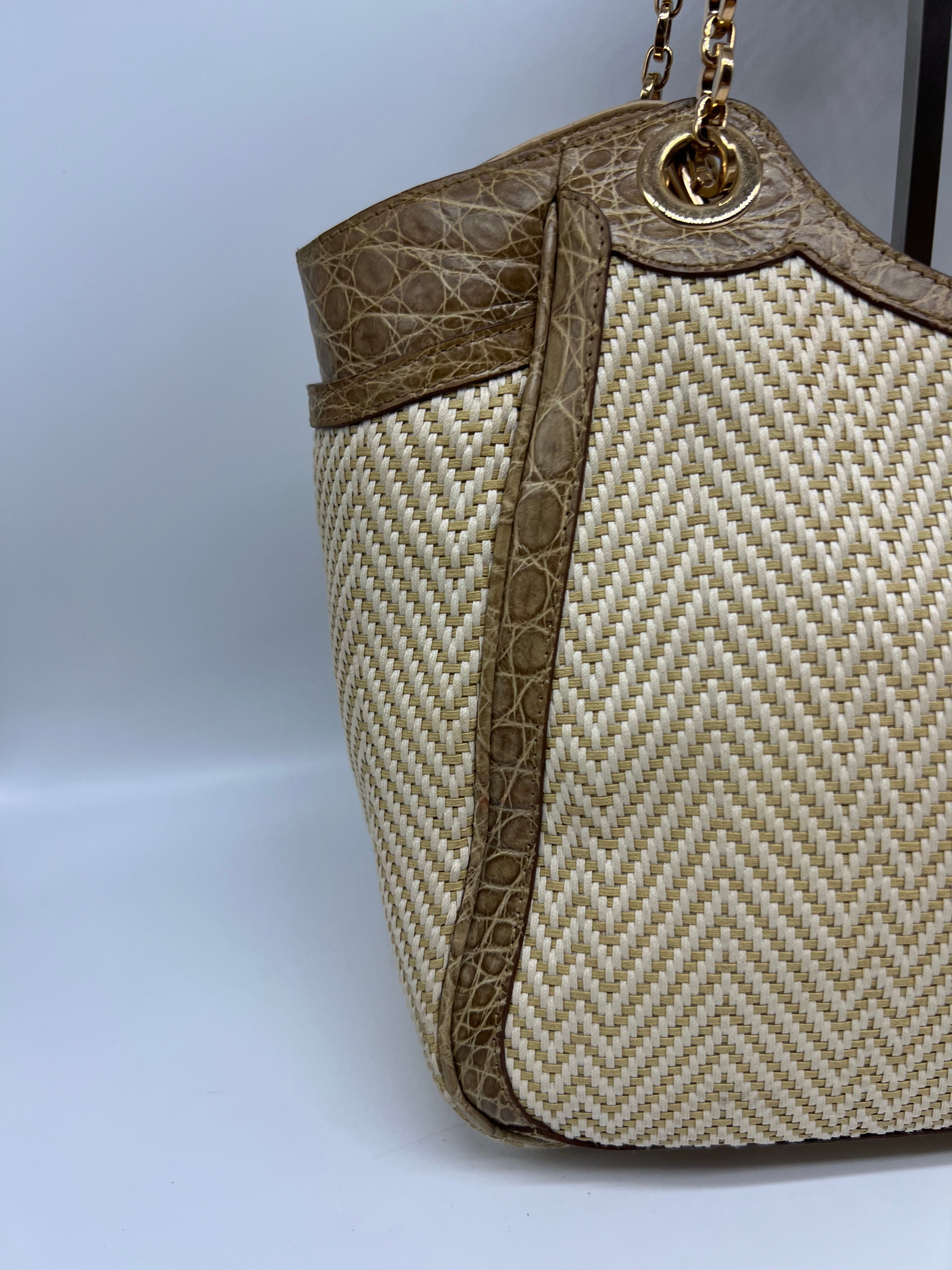 Ferragamo Tote Rafia e Coccodrillo