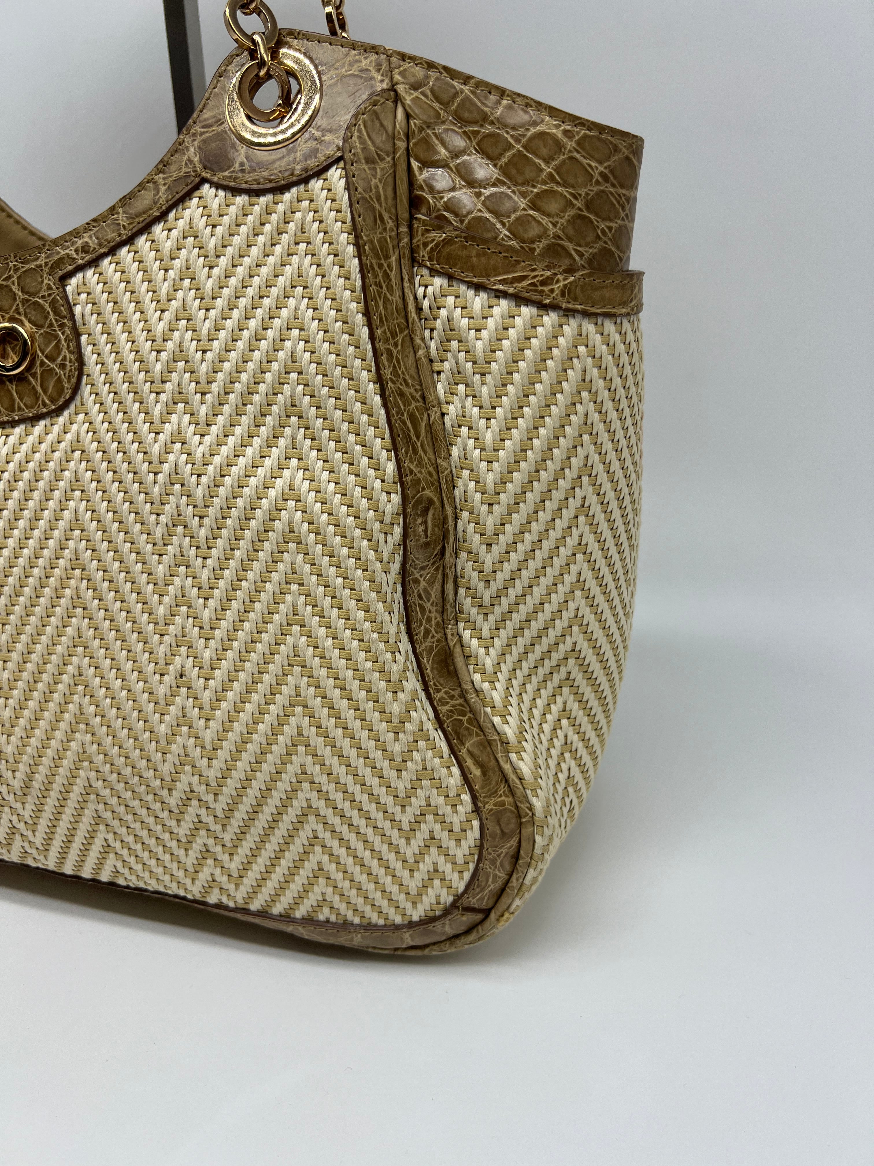 Ferragamo Tote Rafia e Coccodrillo