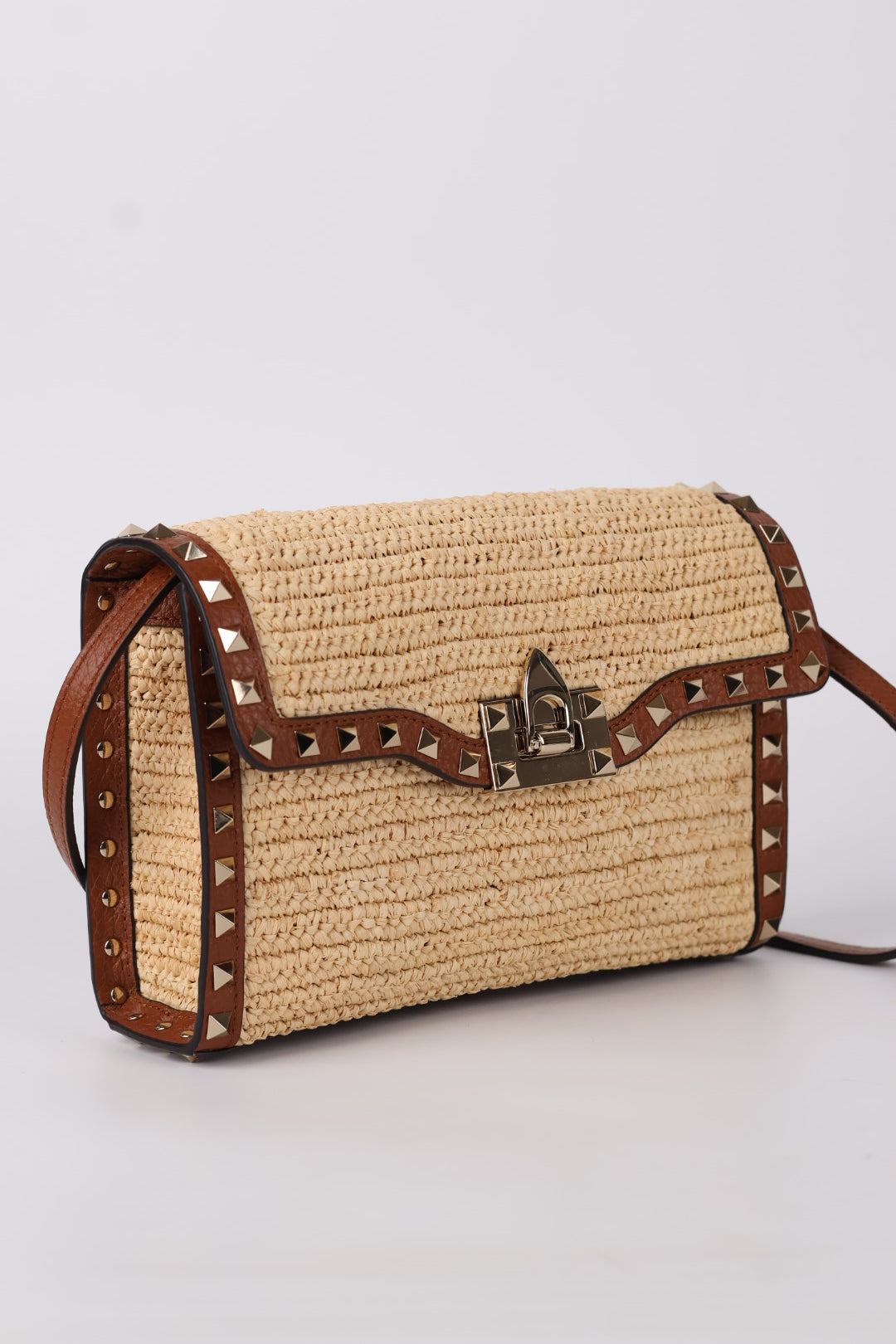 Valentino Rockstud Piccola a Tracolla Rafia