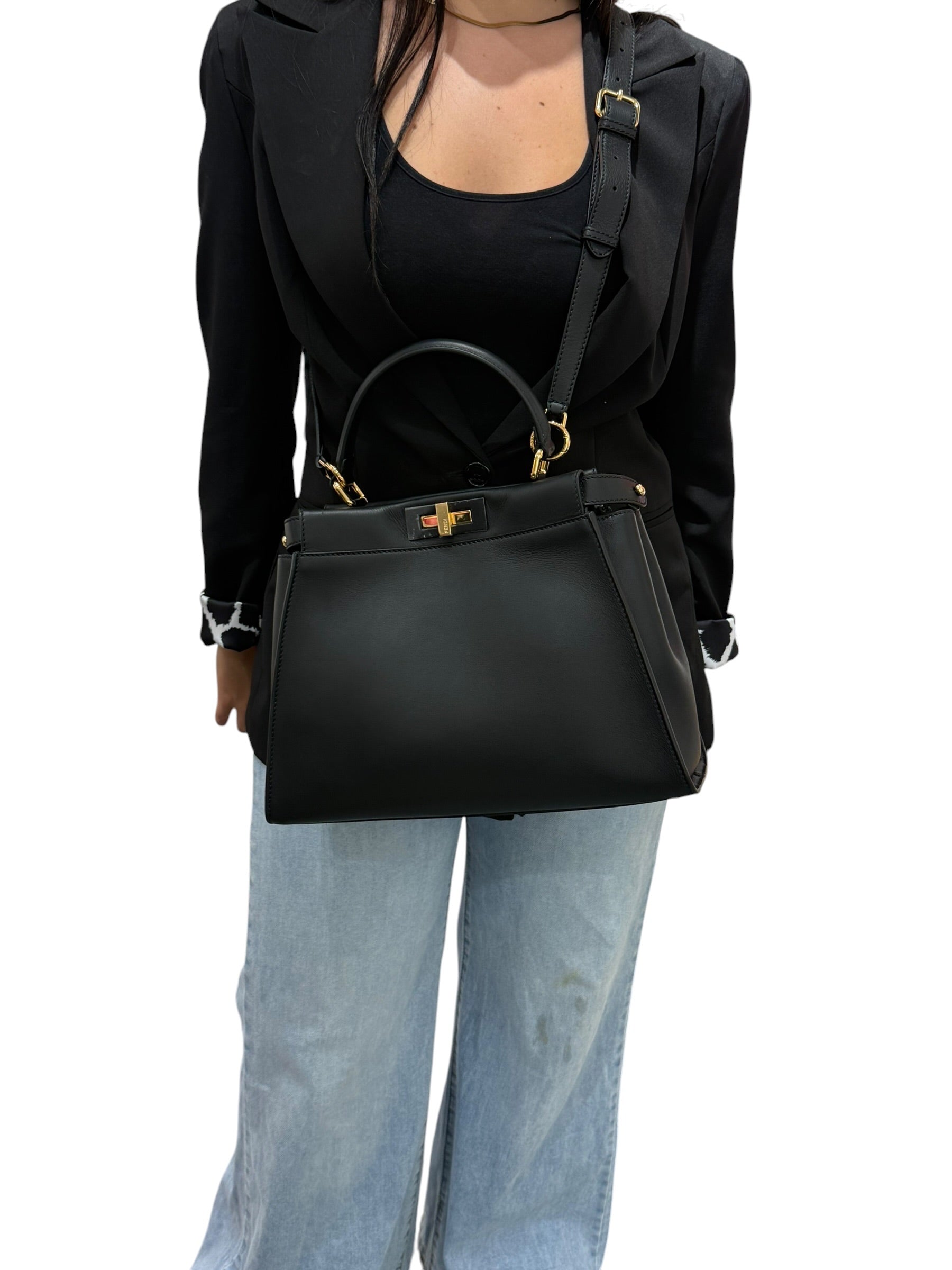 Fendi Peekaboo Media in Pelle