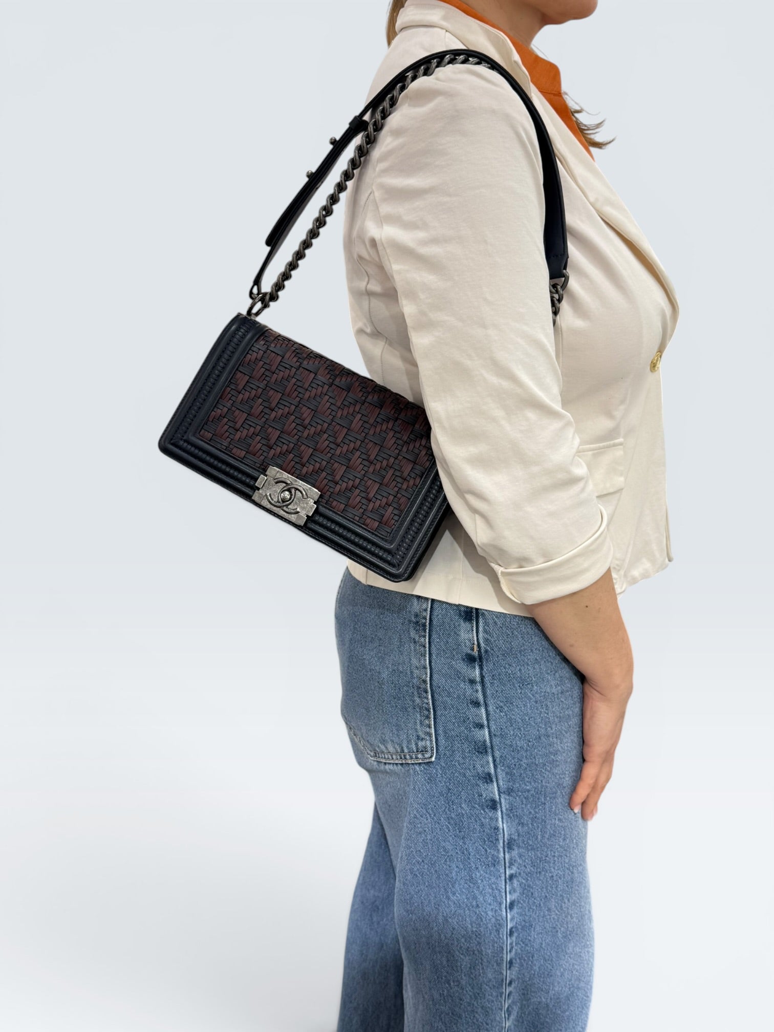 Chanel Boy in Pelle Intrecciata