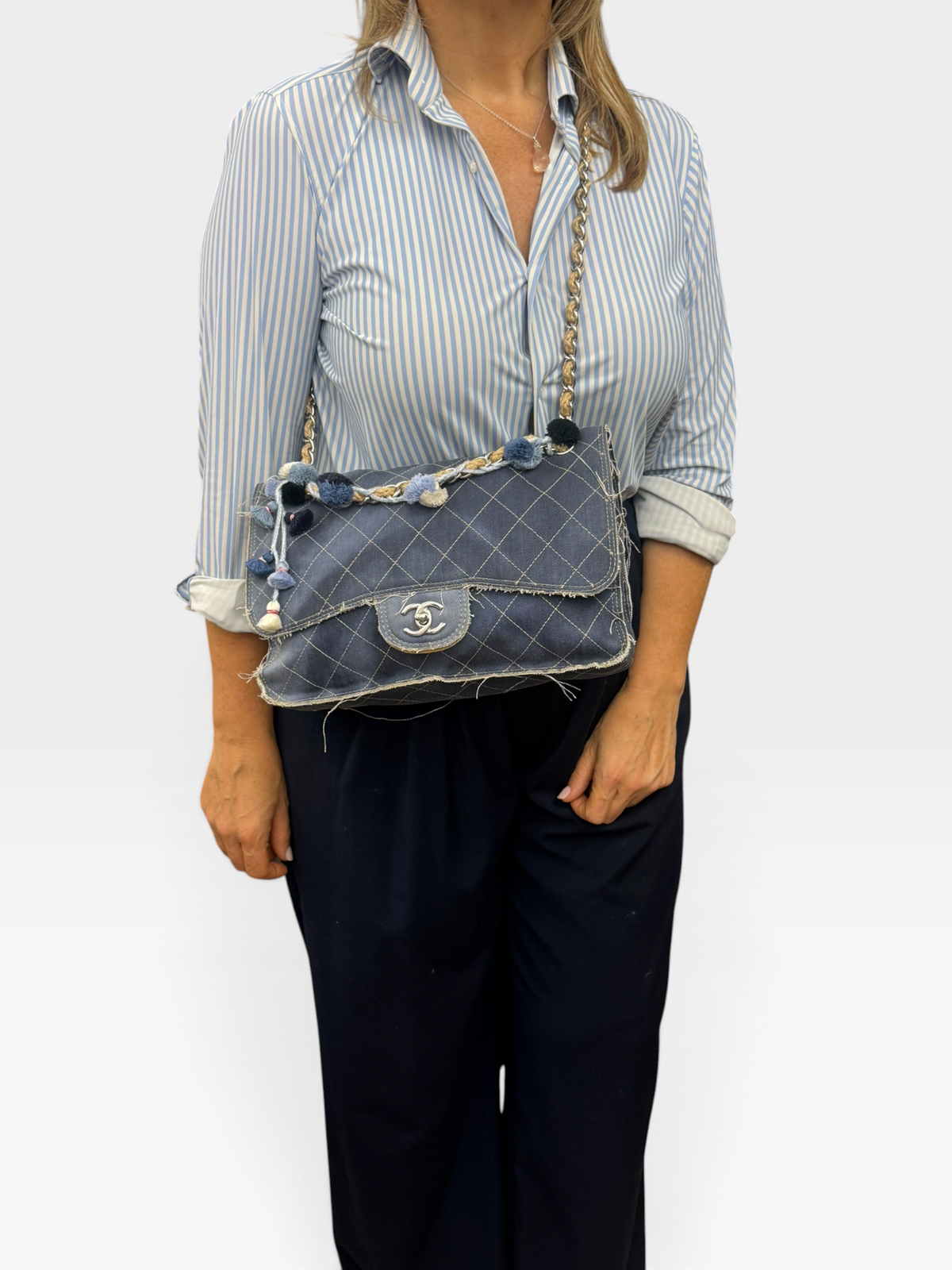 Chanel Timeless Pom Pom Denim Paris-Dubai