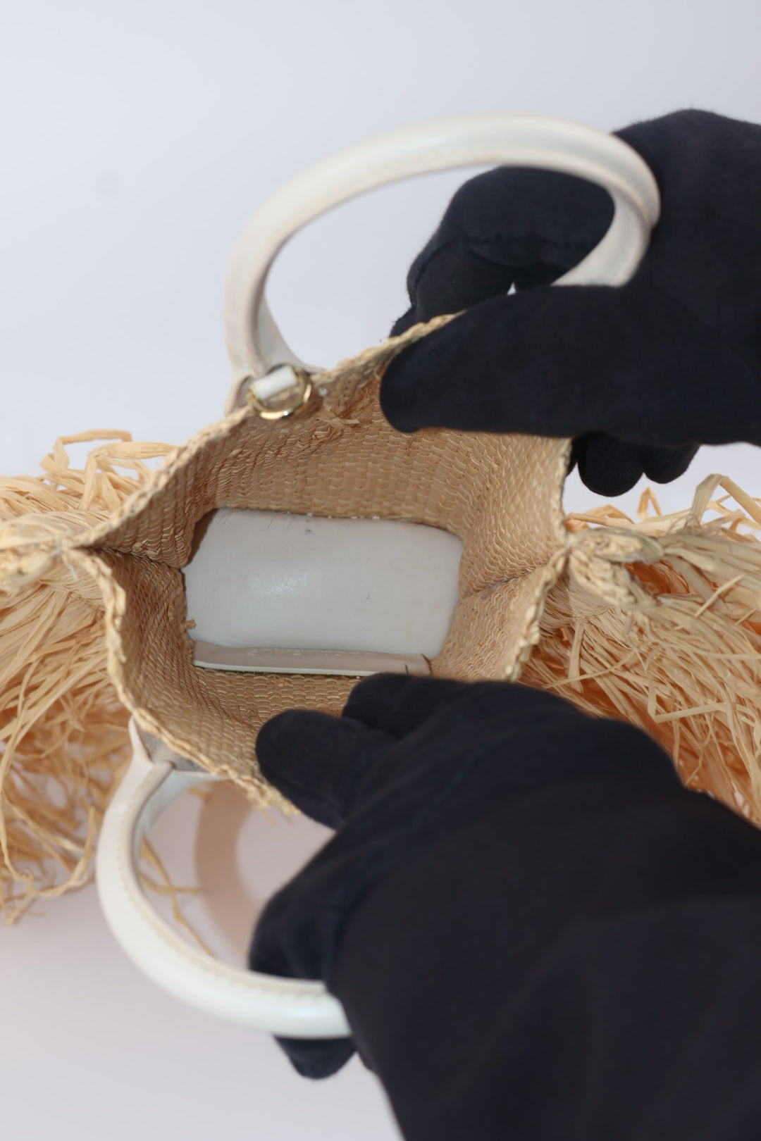 Jacquemus Le Baci Petit Rafia Beige Bianco