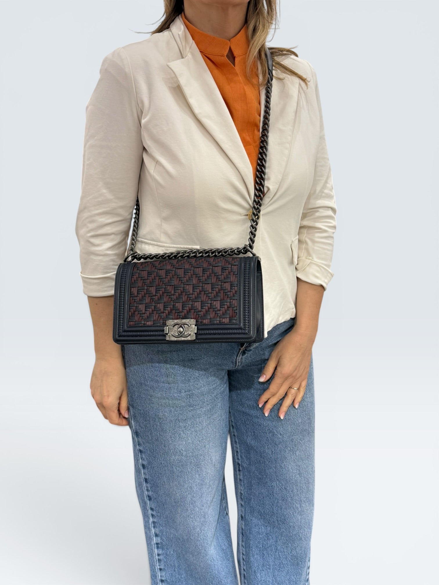 Chanel Boy in Pelle Intrecciata