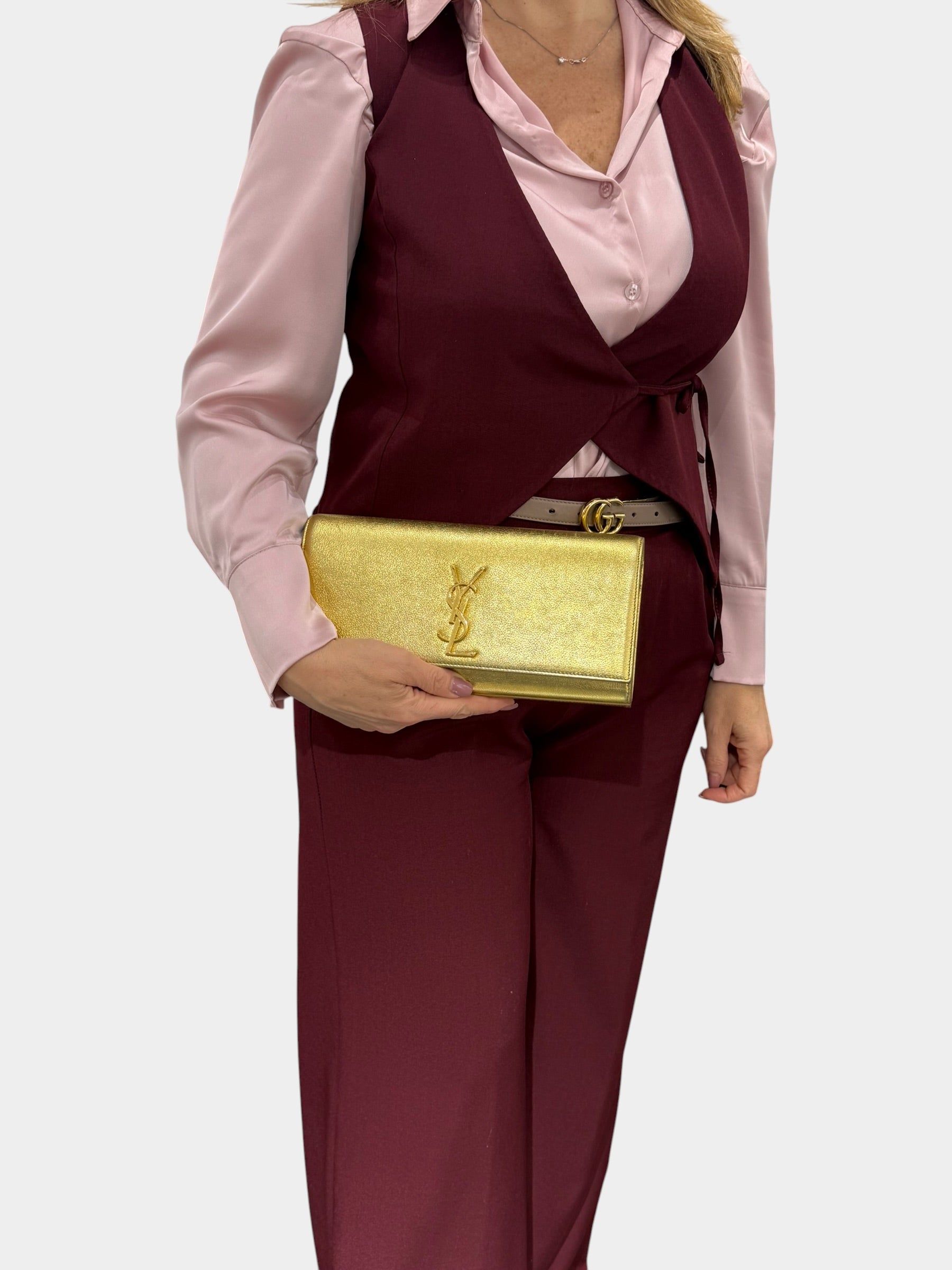 Saint Laurent Kate Clutch Gold