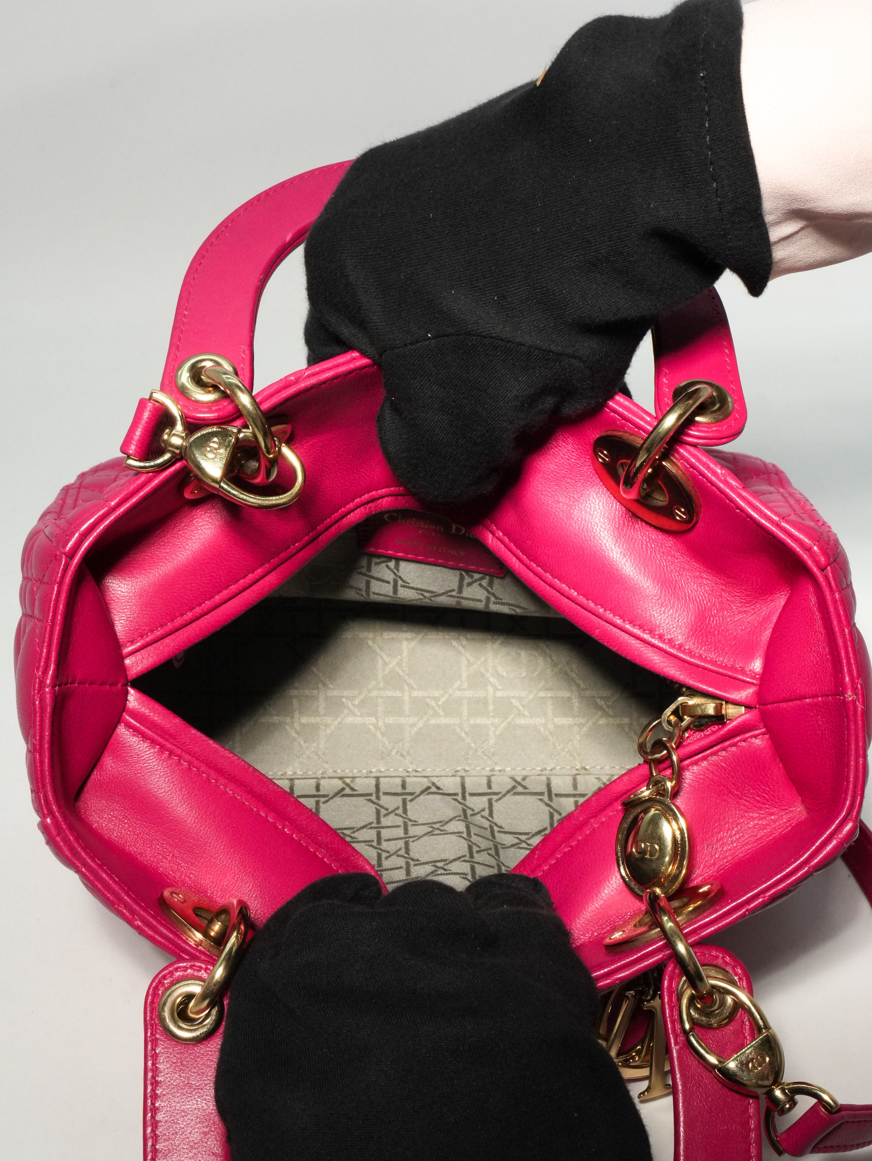 Lady Dior Media in Pelle