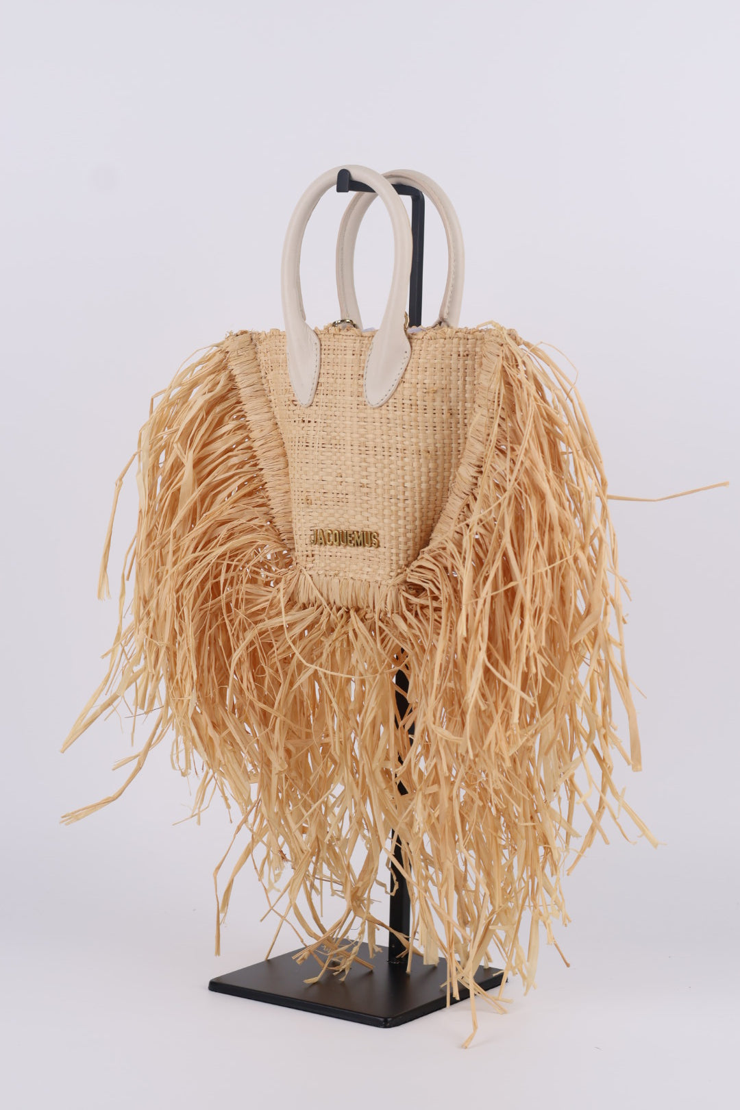 Jacquemus Le Baci Petit Rafia Beige Bianco