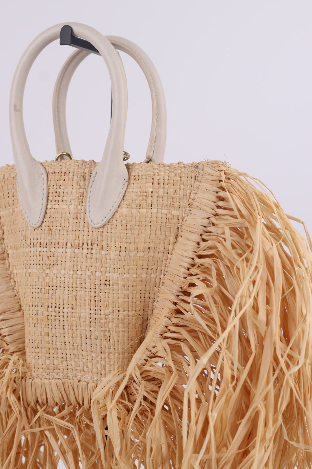 Jacquemus Le Baci Petit Rafia Beige Bianco