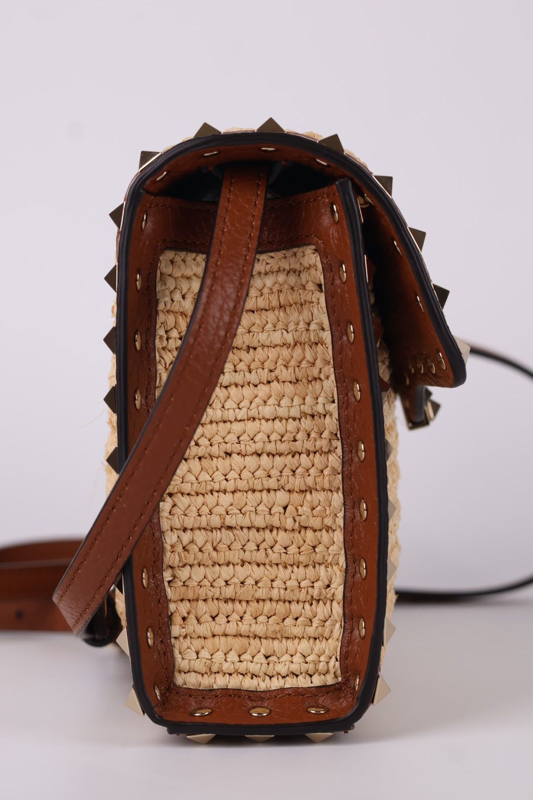 Valentino Rockstud Piccola a Tracolla Rafia