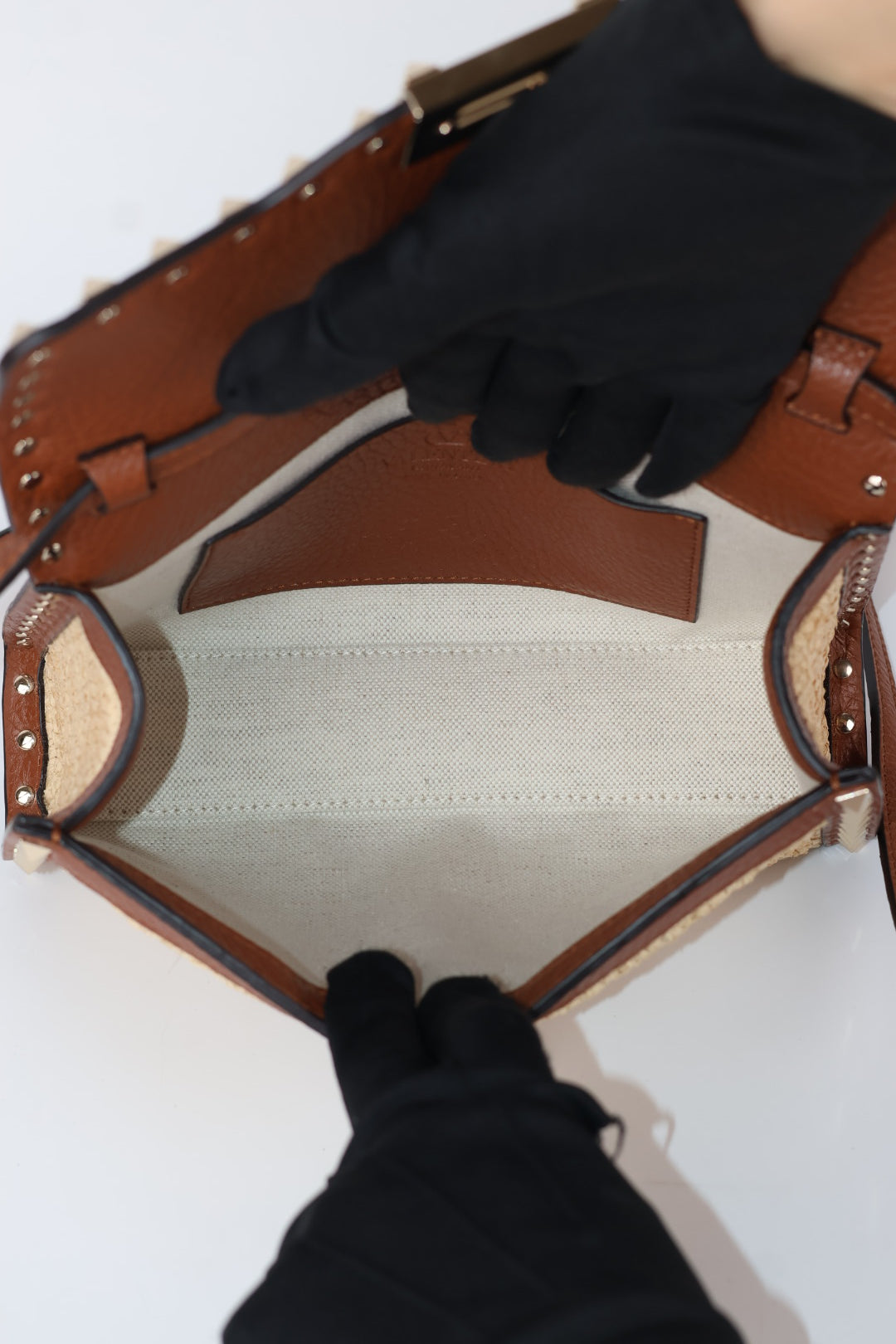 Valentino Rockstud Piccola a Tracolla Rafia