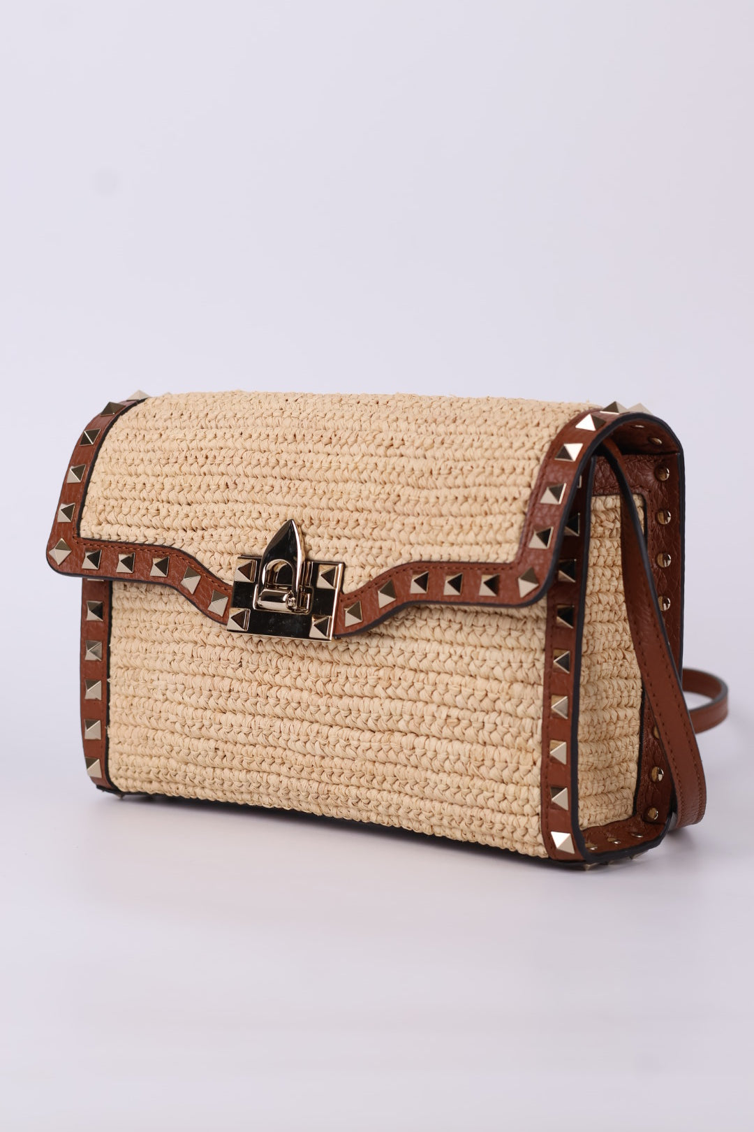 Valentino Rockstud Piccola a Tracolla Rafia