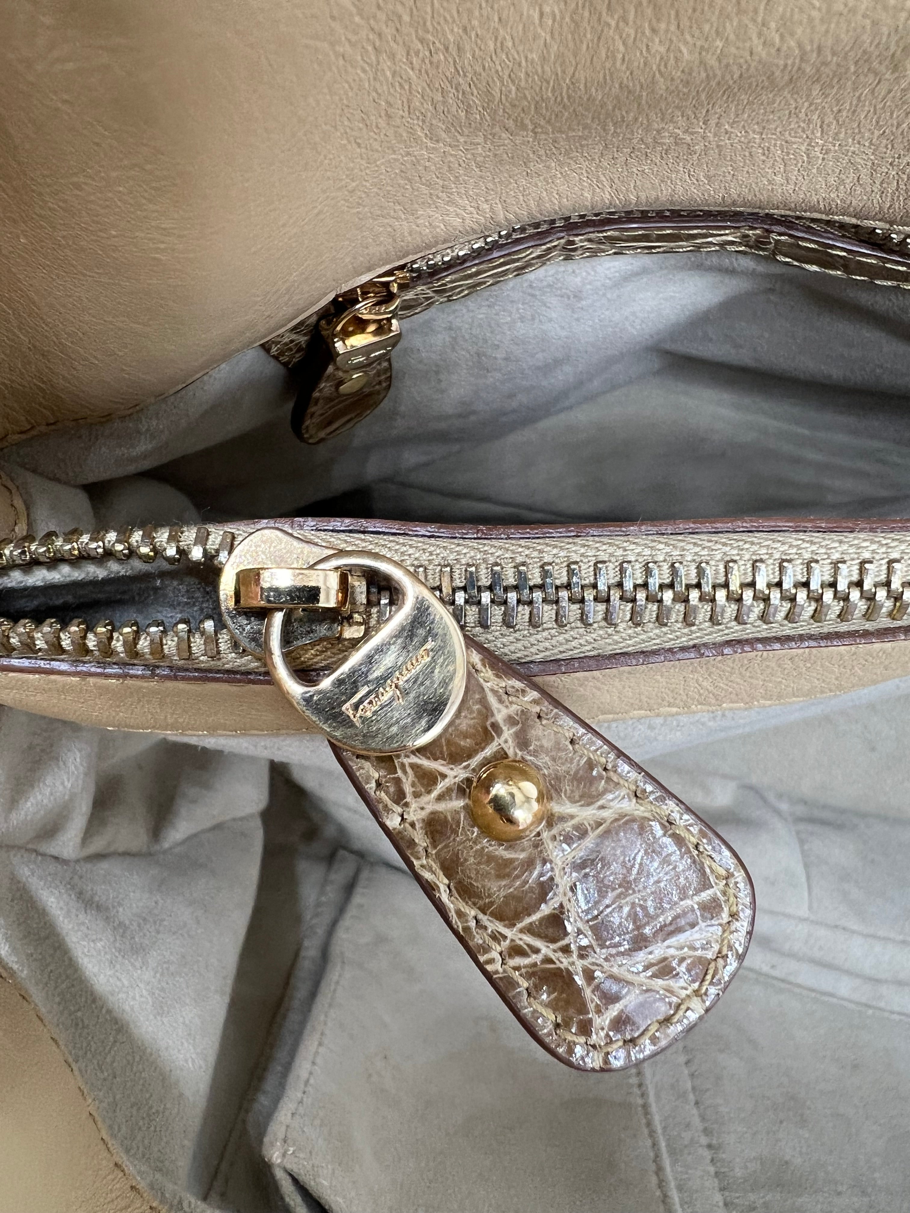 Ferragamo Tote Rafia e Coccodrillo