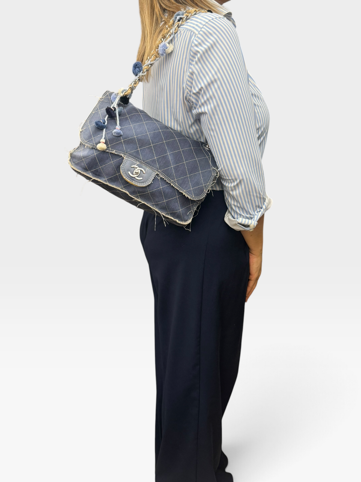 Chanel Timeless Pom Pom Denim Paris-Dubai