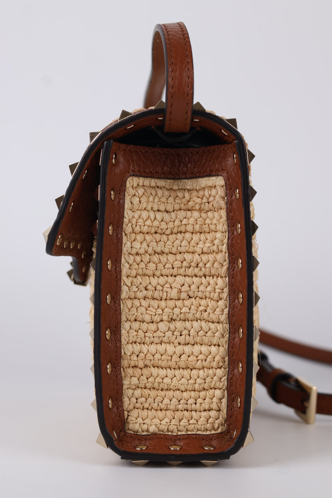 Valentino Rockstud Piccola a Tracolla Rafia
