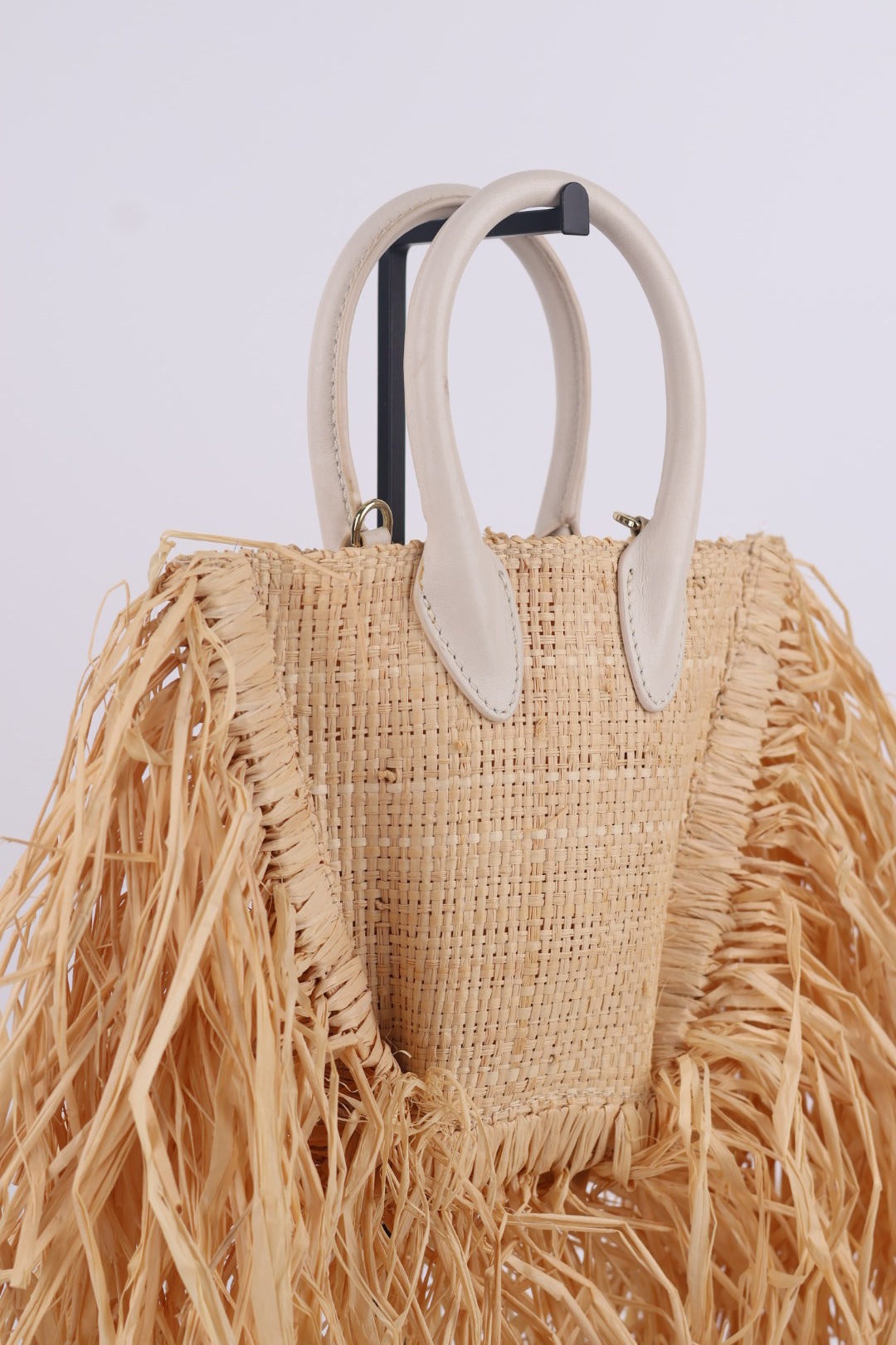 Jacquemus Le Baci Petit Rafia Beige Bianco