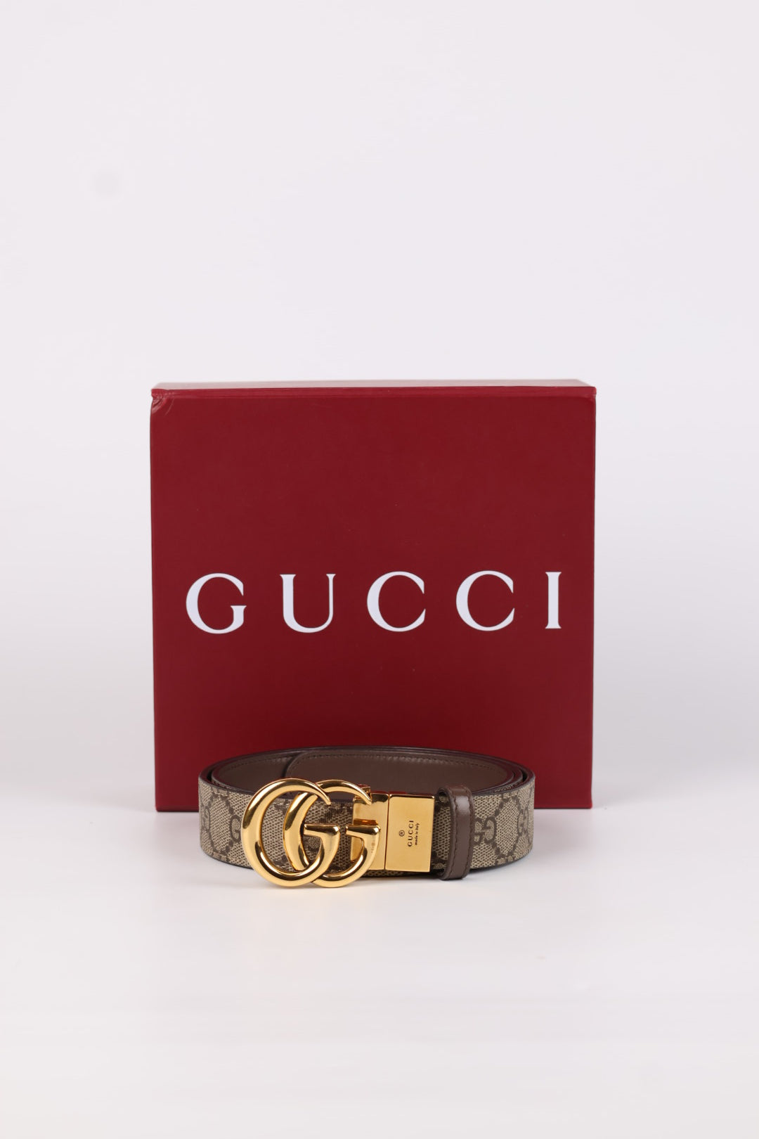 Gucci Cintura Marmont GG Supreme Reversibile